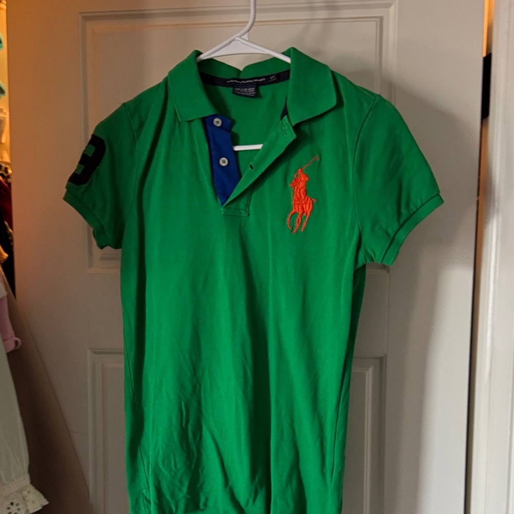 Polo by Ralph Lauren Kids Polo Shirt in Green with Blue Accents